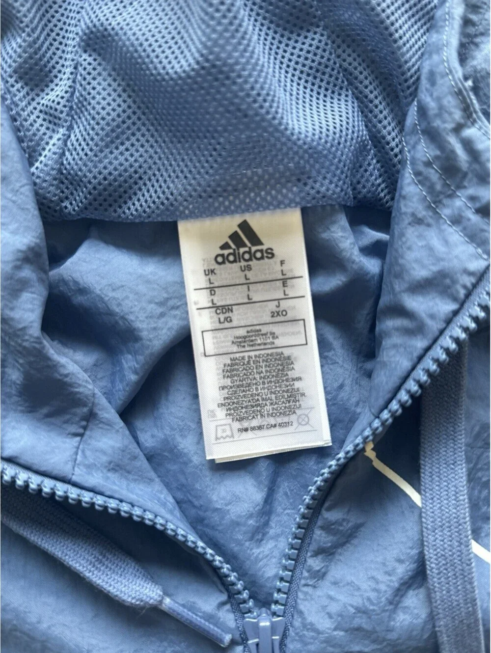 Adidas Men’s Large Blue Windbreaker Half Zip Hoodie Jacket Big Logo Retro Style